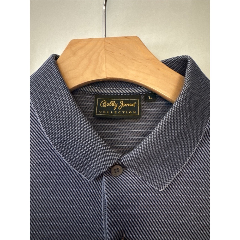 Bobby Jones Mens LG Made In Italy Short Sleeve Polo Athletic Shirt Blue AOP